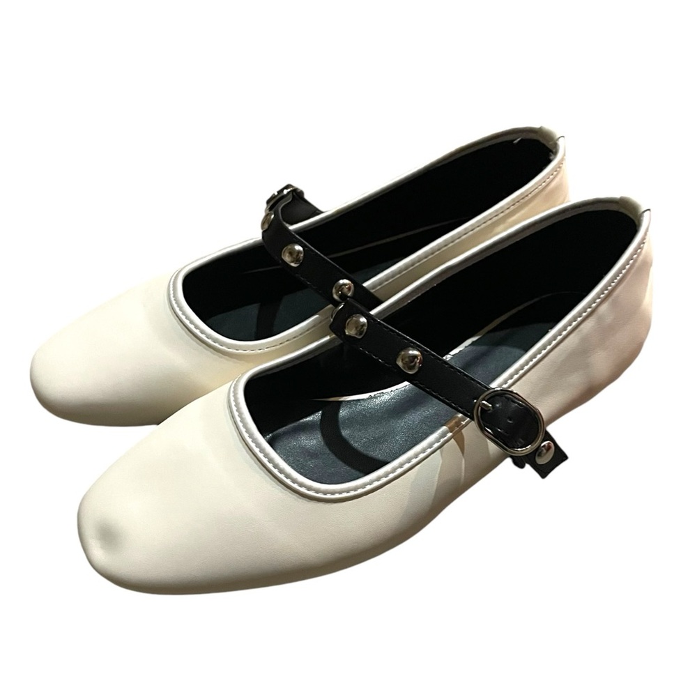 Women Shoes Ballet Flats Round Toe Slip On Leather Size 9 White soft - Picture 3 of 5